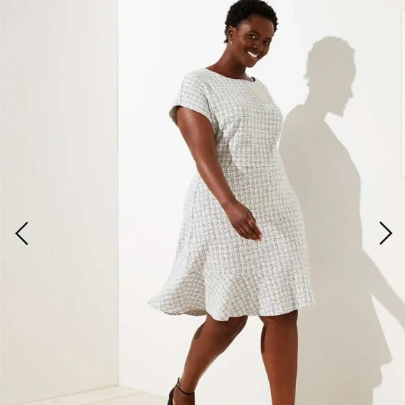 LOFT White and Gray Women's Dress - Picture 1 of 3